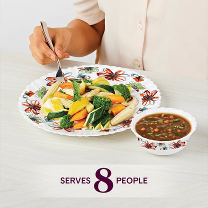 Larah by Borosil Bali 47 pc Dinner Set 47 pc Set: Serves 6