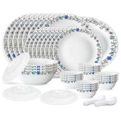 Larah by Borosil Blue Iris 47 pc Dinner Set 47 pc Set: Serves 6