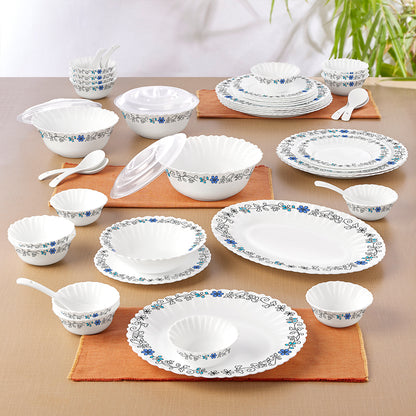 Larah by Borosil Blue Iris 47 pc Dinner Set 47 pc Set: Serves 6