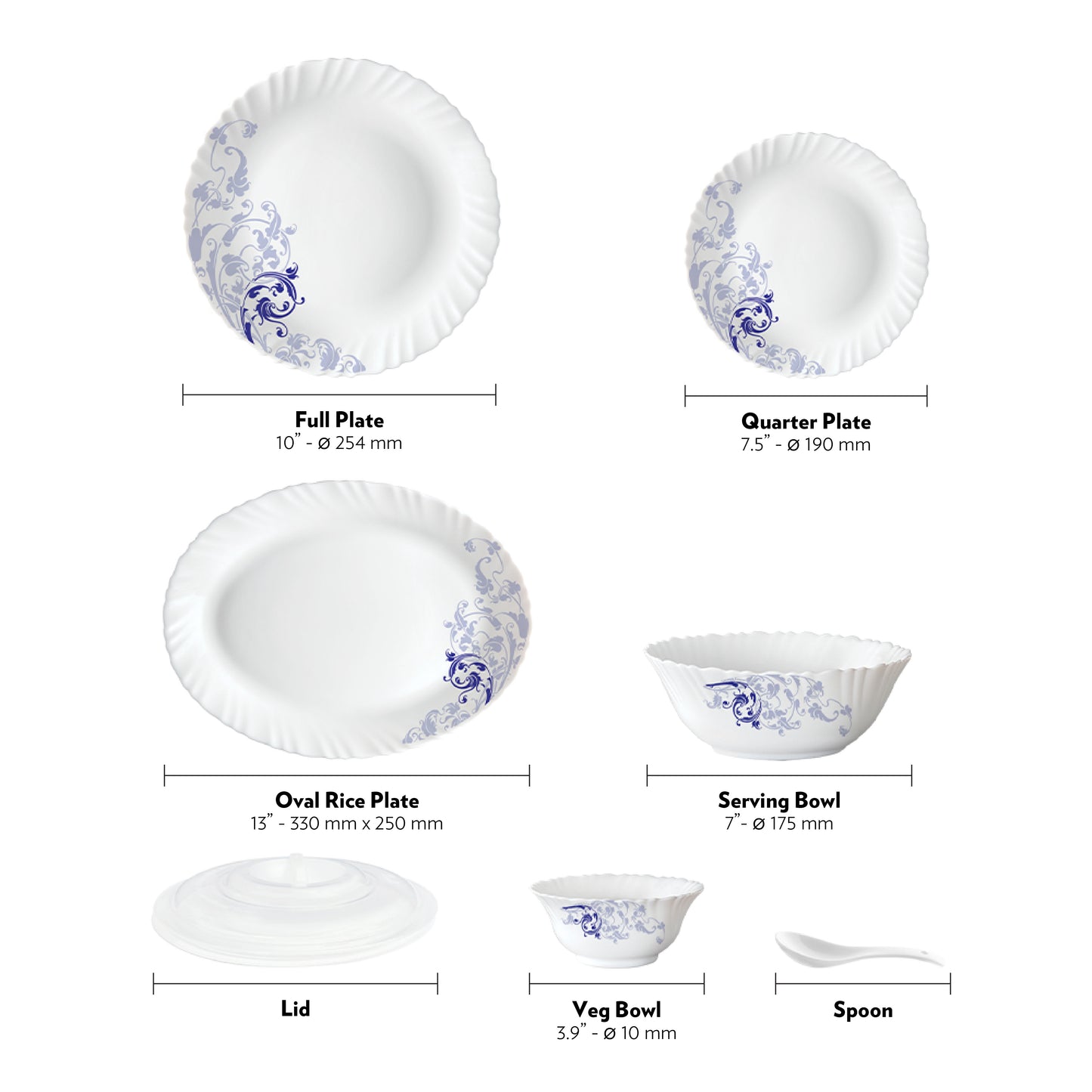 Larah by Borosil Blue Eve 47 pc Dinner Set
