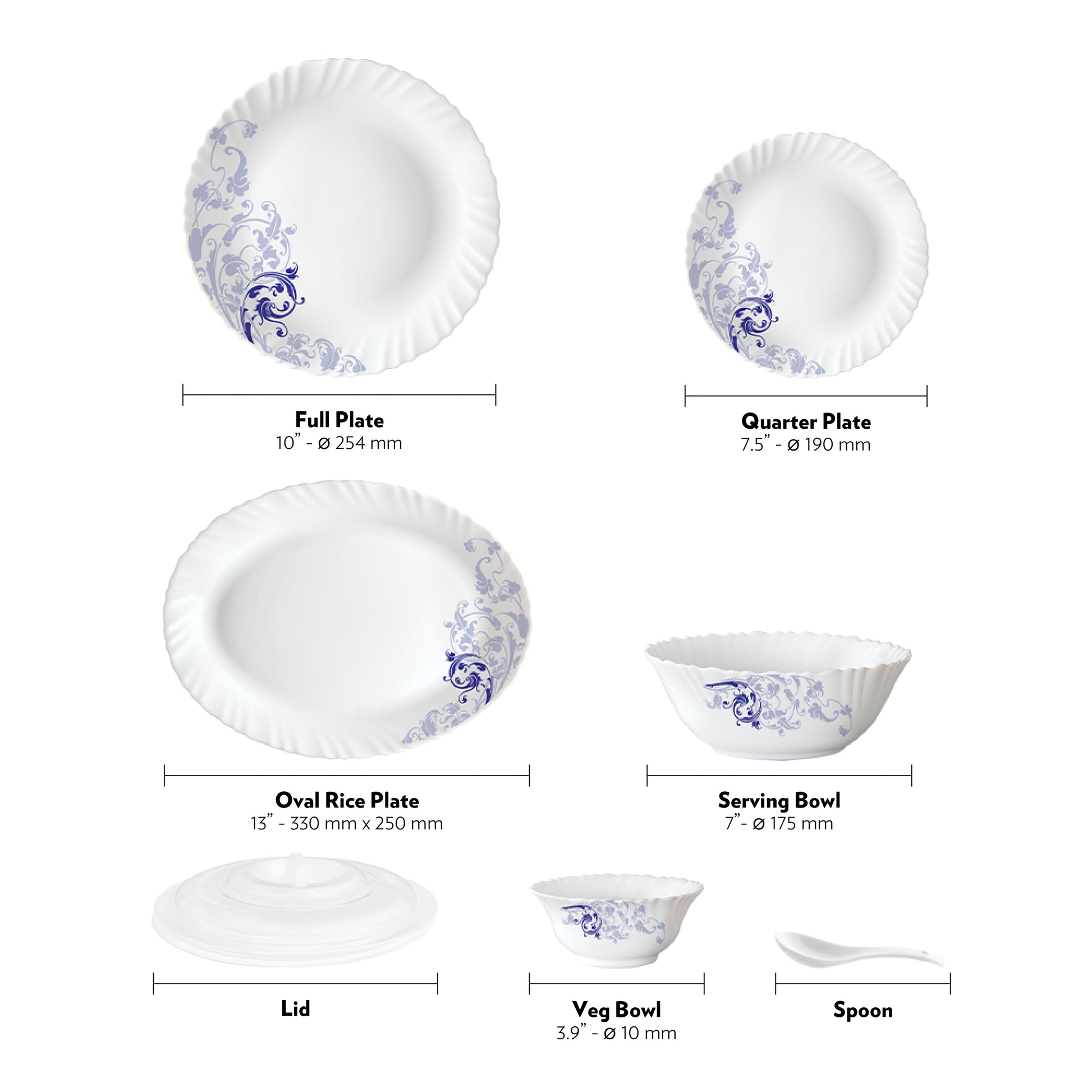 Larah by Borosil Blue Eve 47 pc Dinner Set