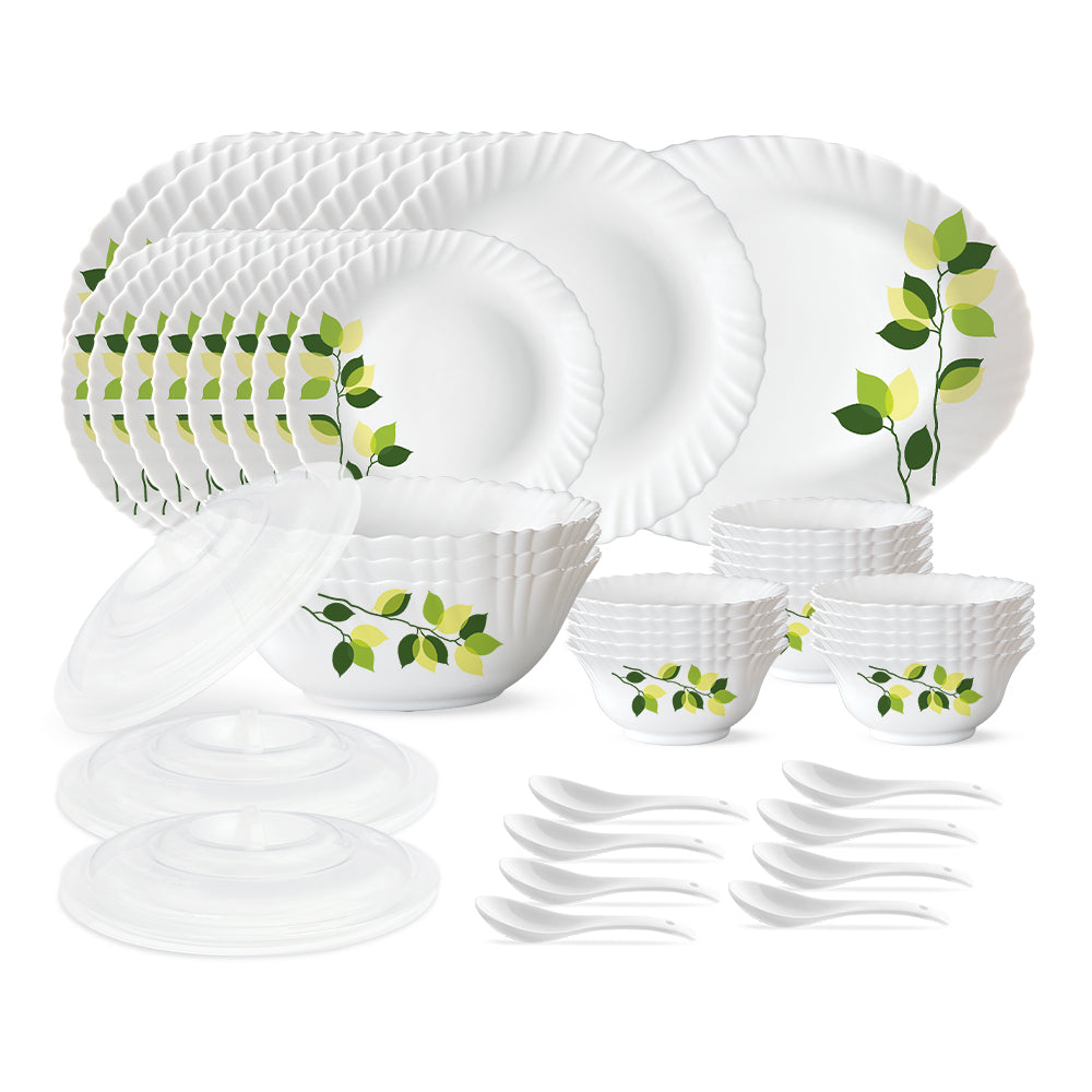 Larah by Borosil Green Leaves 47 pc Dinner Set