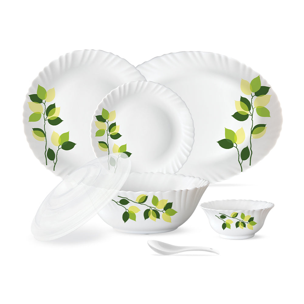 Larah by Borosil Green Leaves 47 pc Dinner Set