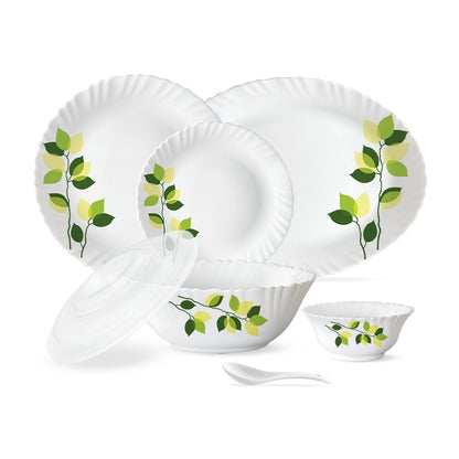 Larah by Borosil Green Leaves 47 pc Dinner Set