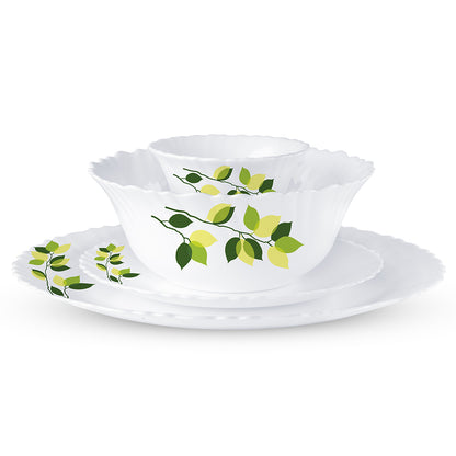 Larah by Borosil Green Leaves 47 pc Dinner Set