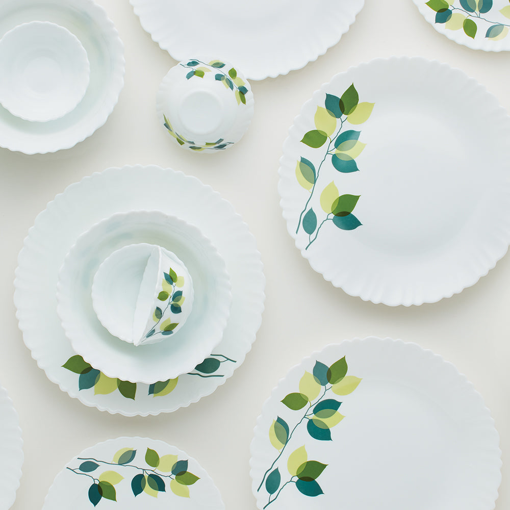 Larah by Borosil Green Leaves 47 pc Dinner Set