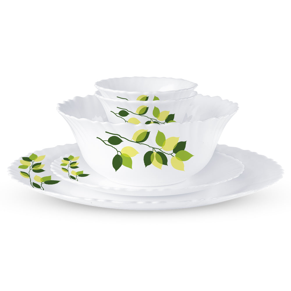 Larah by Borosil Green Leaves 47 pc Dinner Set