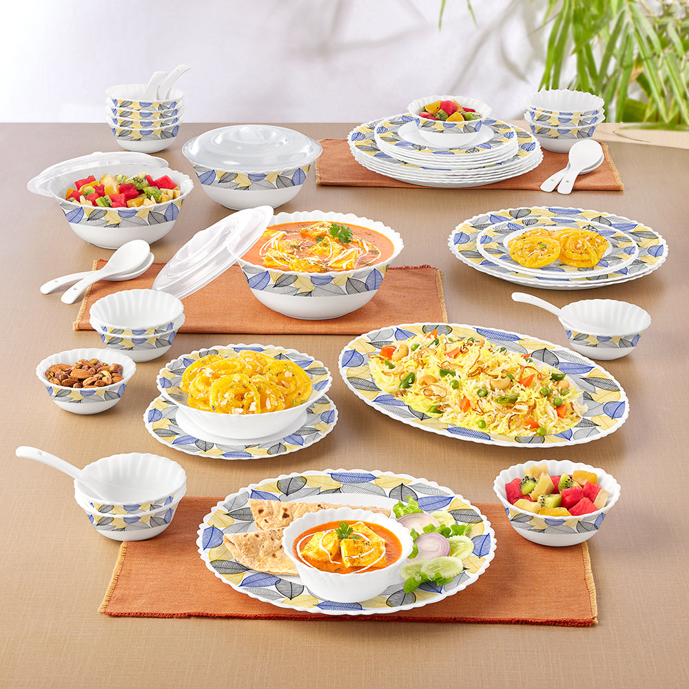 Larah by Borosil Kora 47 pc Dinner Set 47 pc Set: Serves 6