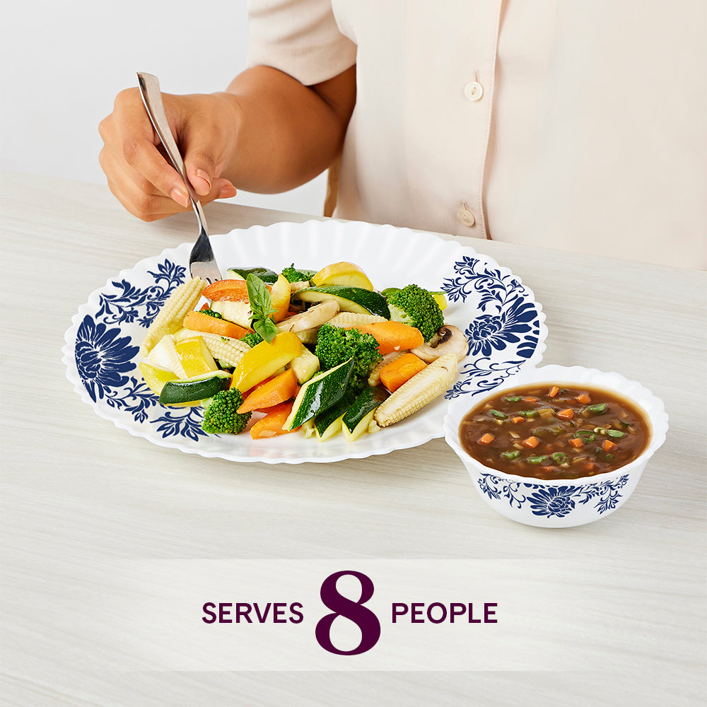 Larah by Borosil Leona 47 pc Dinner Set 47 pc Set: Serves 6