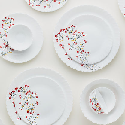 Larah by Borosil Red Bud 47 pc Dinner Set