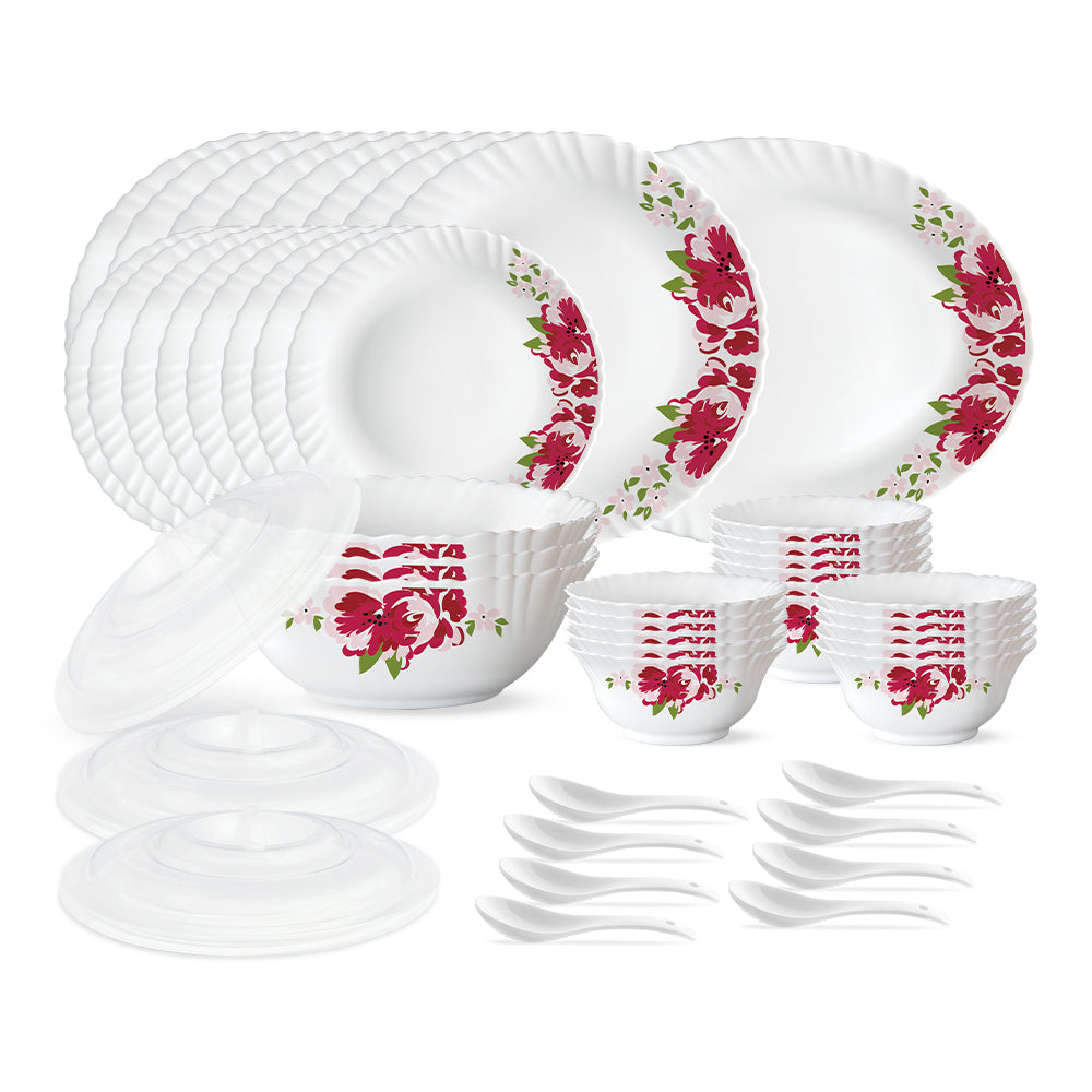Larah by Borosil Rose Red 47 pc Dinner Set
