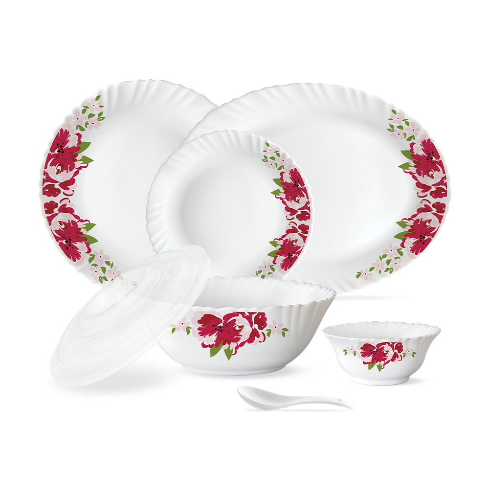 Larah by Borosil Rose Red 47 pc Dinner Set