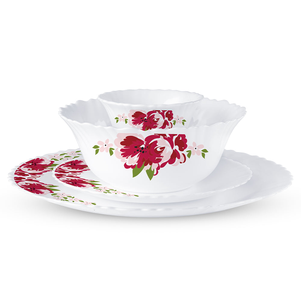 Larah by Borosil Rose Red 47 pc Dinner Set