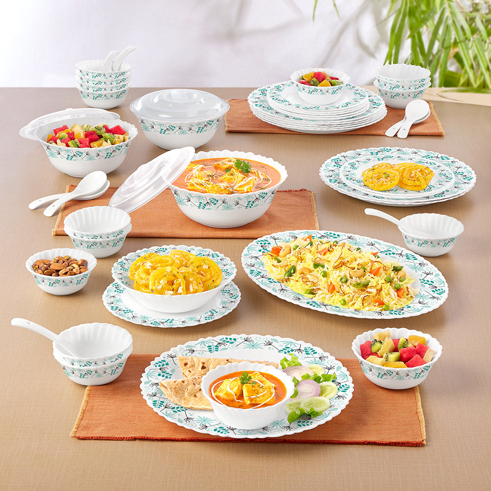 Larah by Borosil Stardust 47 pc Dinner Set 47 pc Set: Serves 6