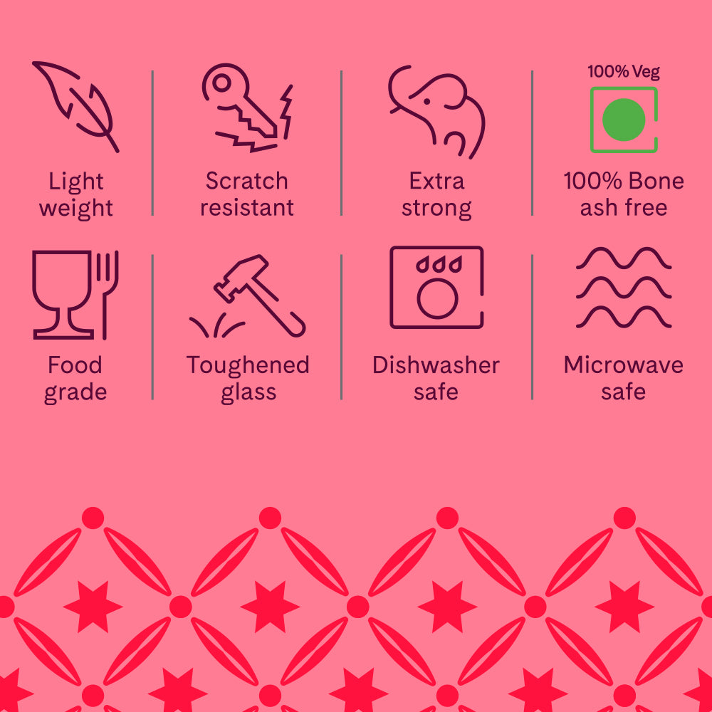 Larah by Borosil Stardust 47 pc Dinner Set 47 pc Set: Serves 6