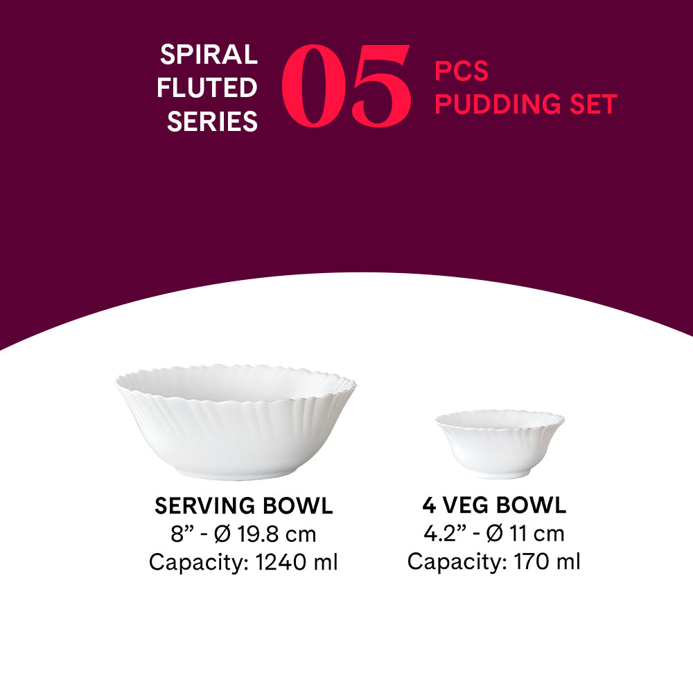 Larah by Borosil Spiral 5 pc Pudding Set 5 pc Set