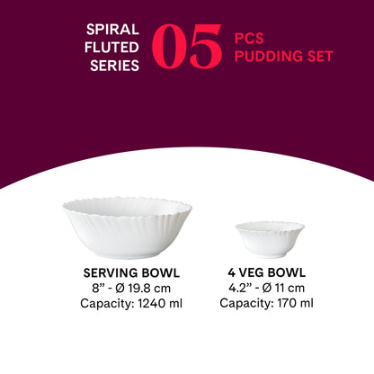 Larah by Borosil Spiral 5 pc Pudding Set 5 pc Set