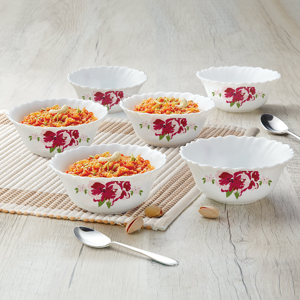 Larah by Borosil Rose Red 6 pc Soup Bowl