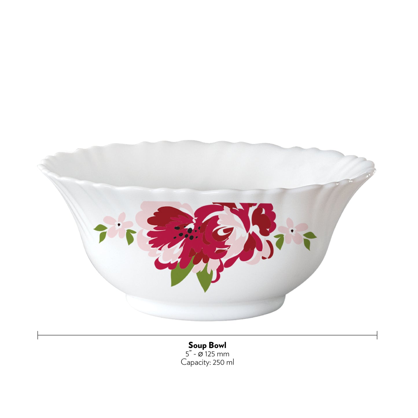 Larah by Borosil Rose Red 6 pc Soup Bowl
