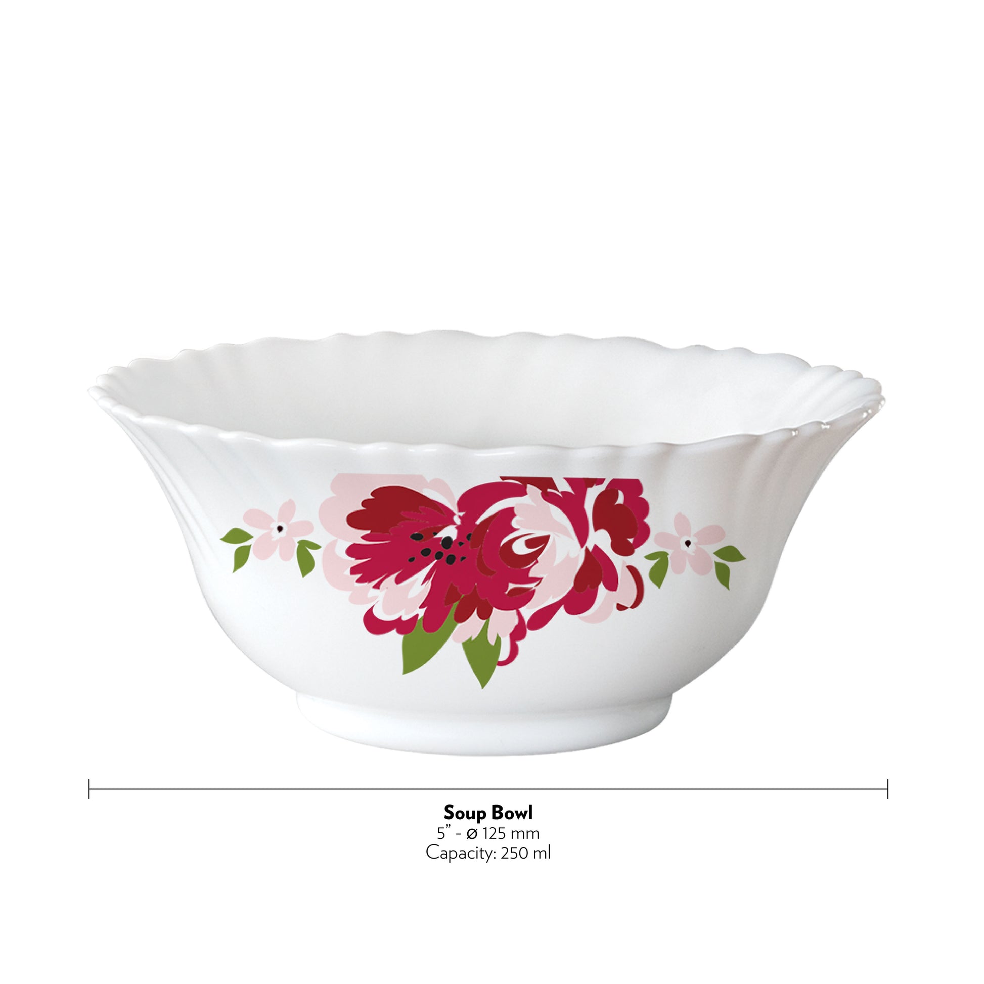 Larah by Borosil Rose Red 6 pc Soup Bowl