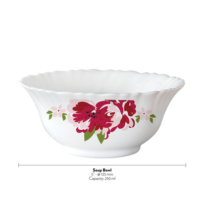 Larah by Borosil Rose Red 6 pc Soup Bowl