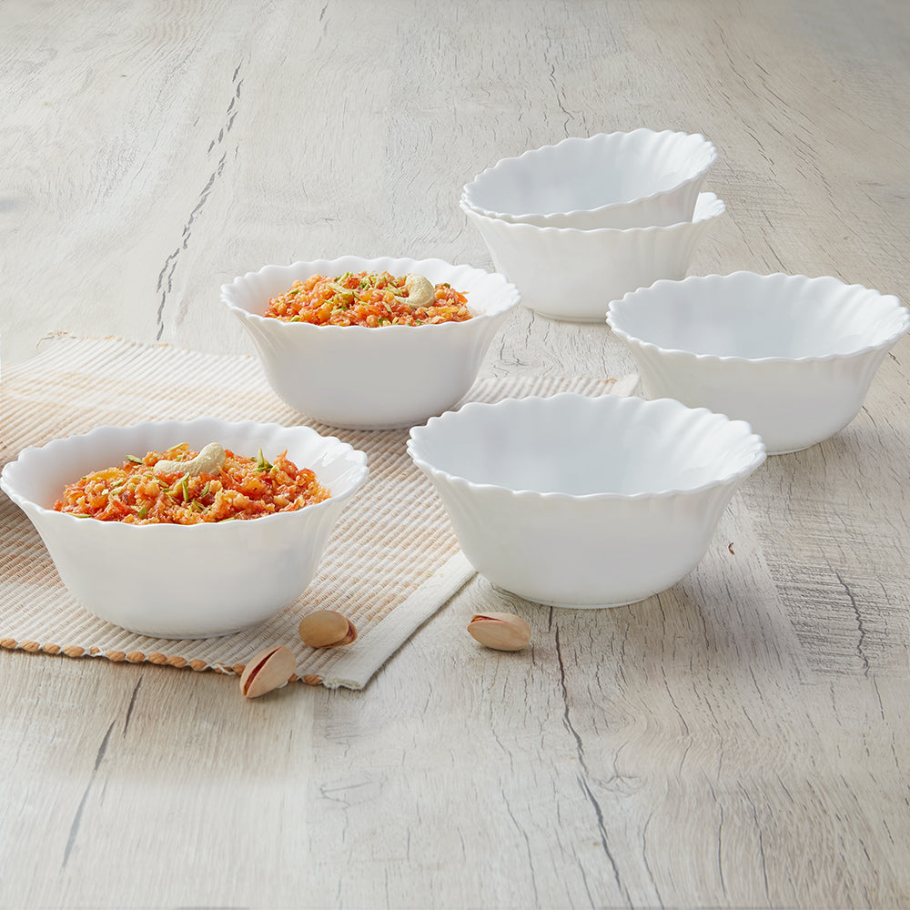 White Veg Bowl Set, Fluted