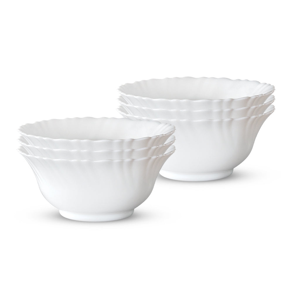 White Veg Bowl Set, Fluted