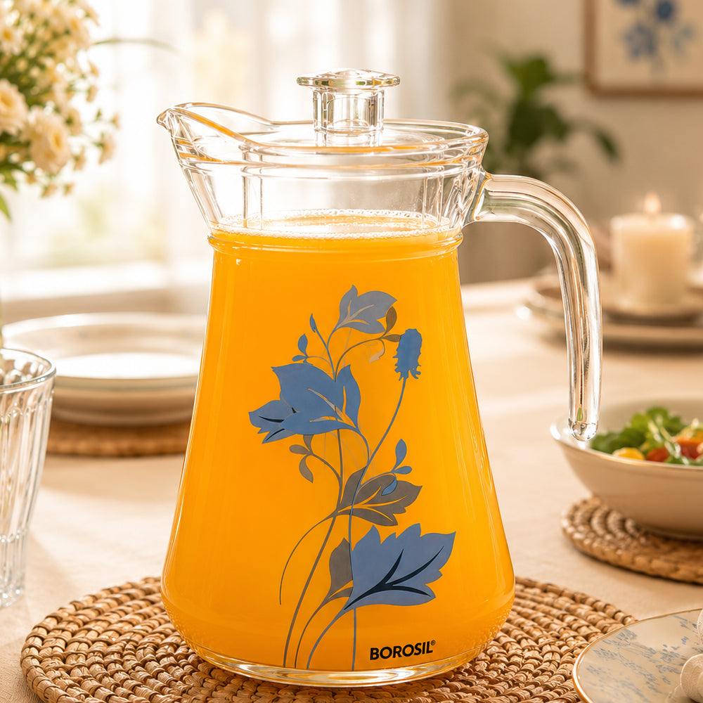 Amphora Glass Jug with Lid & Strainer, Ageria