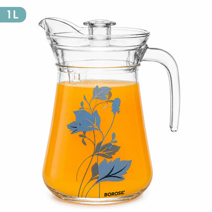 Amphora Glass Jug with Lid & Strainer, Ageria