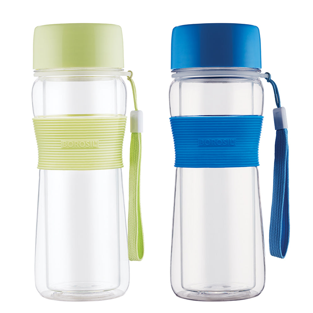 Borosil Glass Strong Green Bottle, 450ml