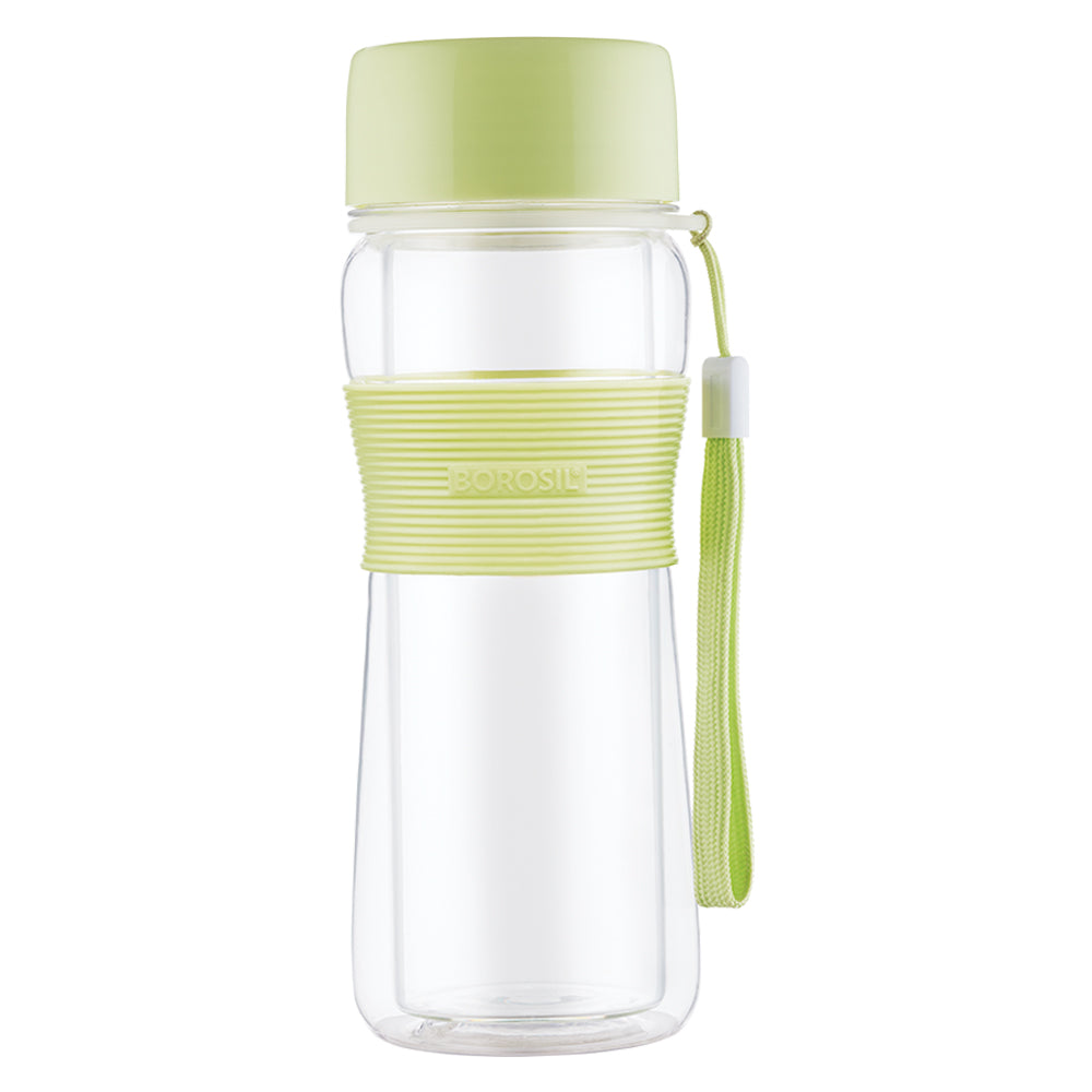 Borosil Glass Strong Green Bottle, 450ml