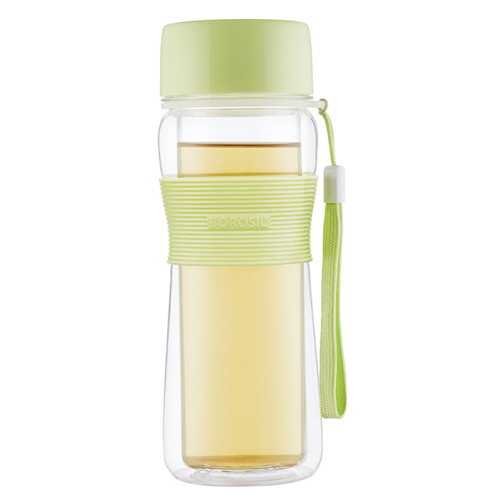 Borosil Glass Strong Green Bottle, 450ml