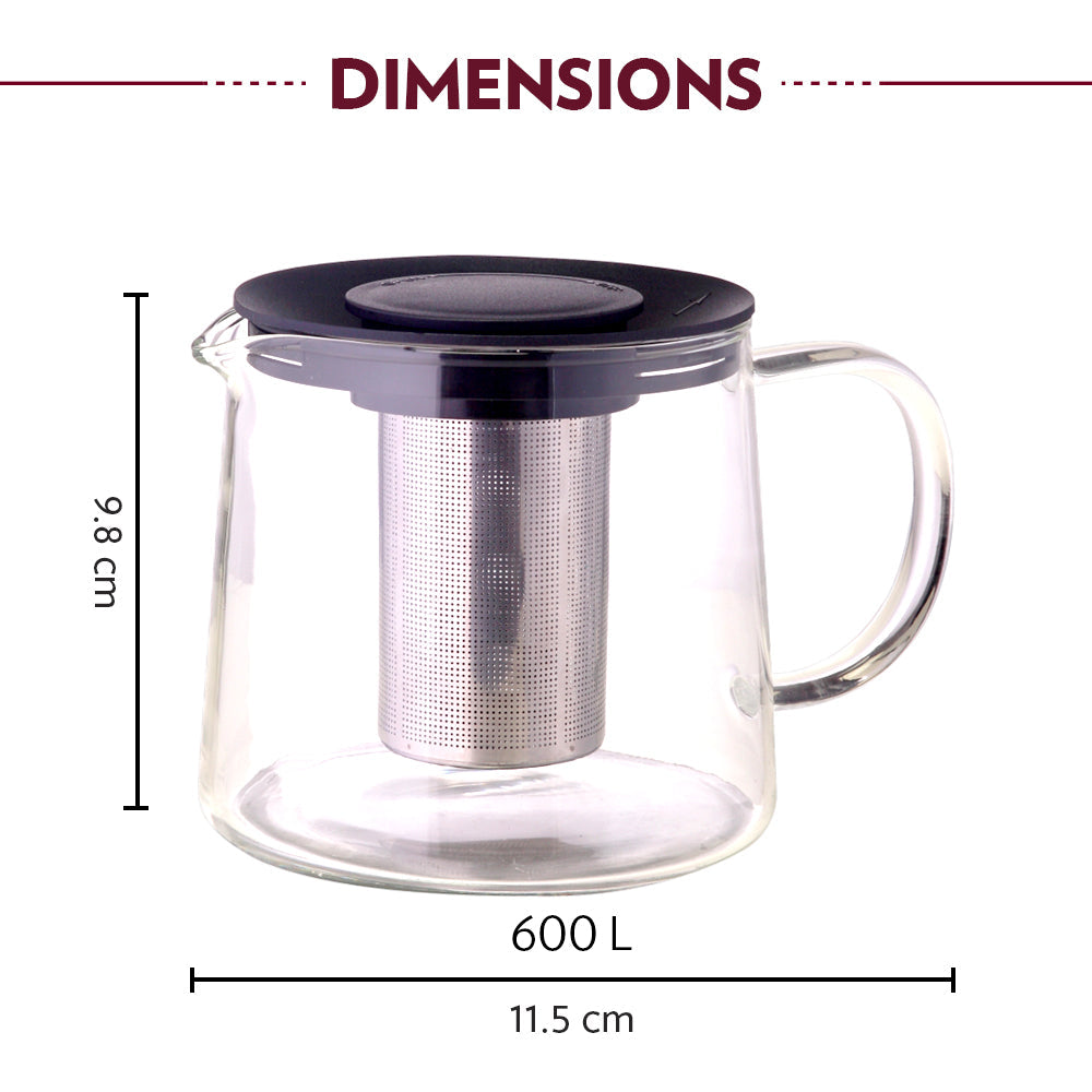 Borosil Carafe with Infuser, Black, 600ml