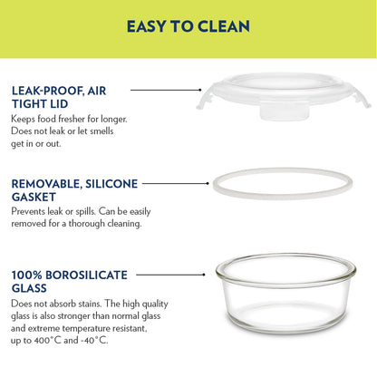 Foodluck Daisy Universal Glass Lunchbox, Olive