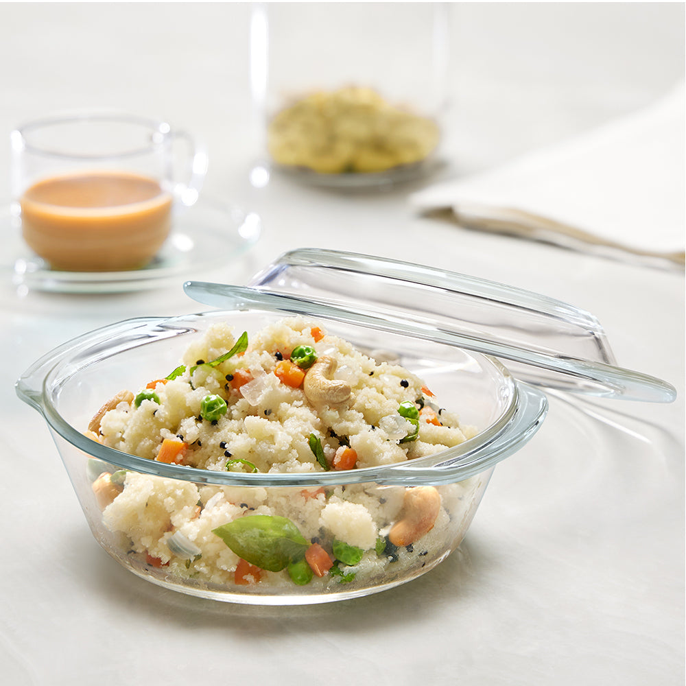 Borosil Round Casserole w Lid, 700ml