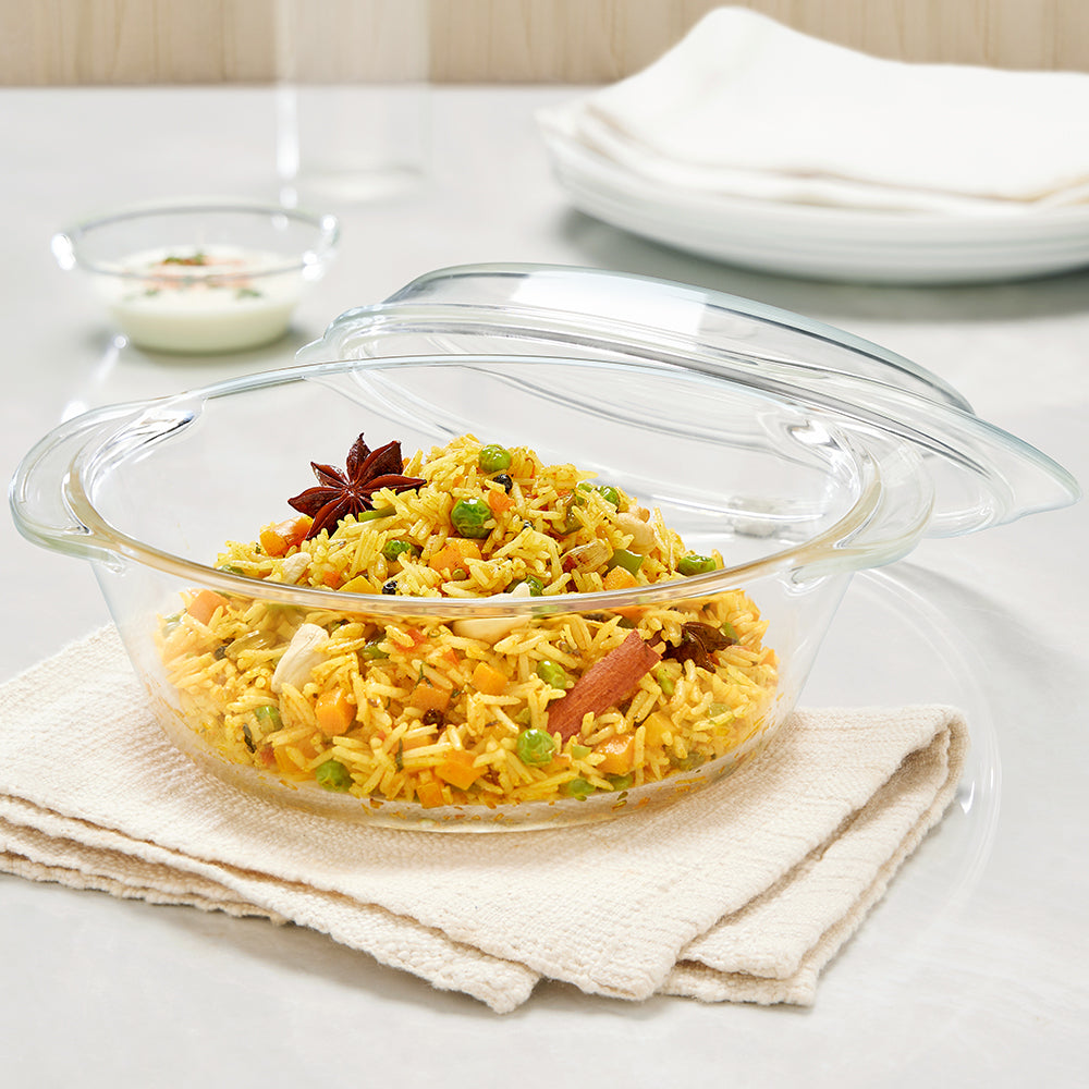 Borosil Round Casserole w Lid, 1.5L