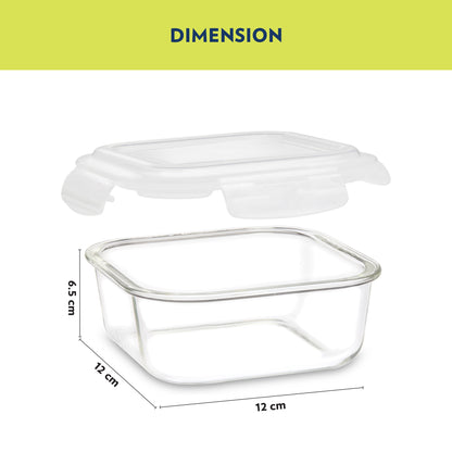 Elite Blue Gray Square Glass Lunch Box