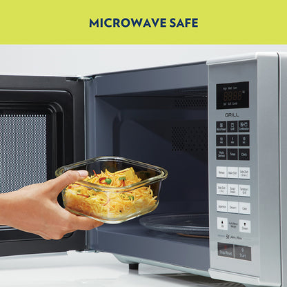 Elite Blue Gray Square Glass Lunch Box