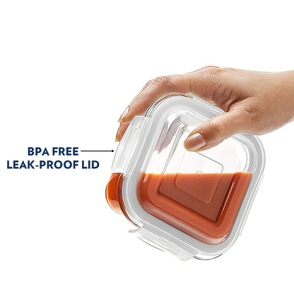 Elite Blue Gray Square Glass Lunch Box