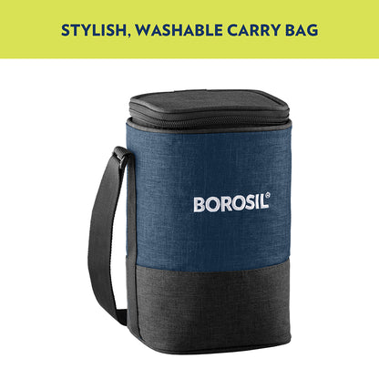 Elite Blue Gray Square Glass Lunch Box