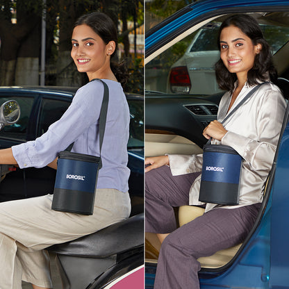 Elite Blue Gray Round Glass Lunch Box