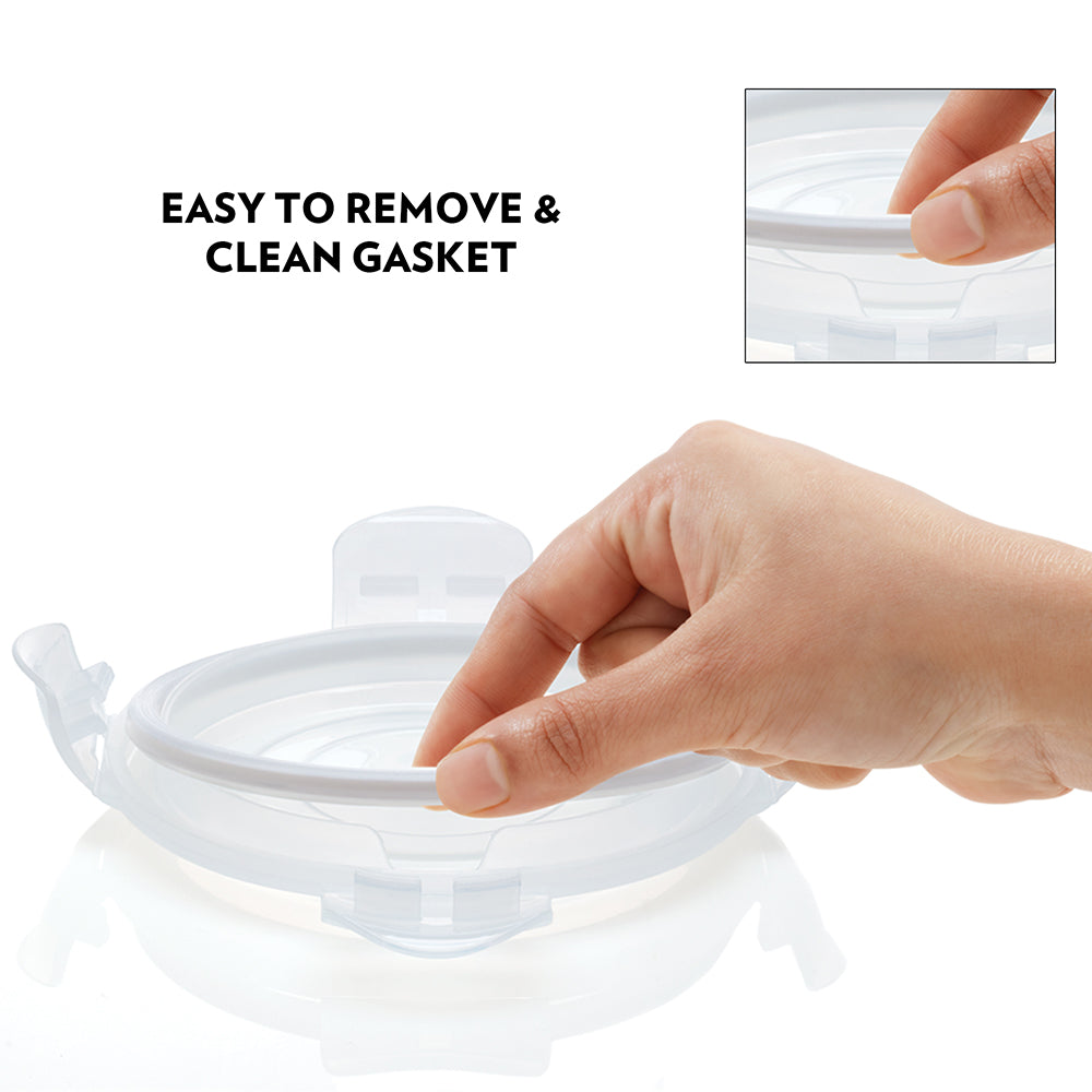 Elite Blue Grey Glass Lunch Box, Round x 3 (Tall), Set of 3, 400ml