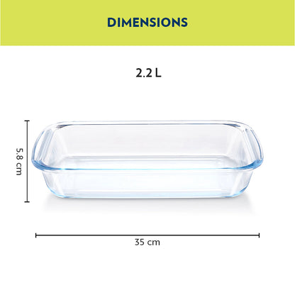 Borosil Deep Rectangular Dish, 2.2L