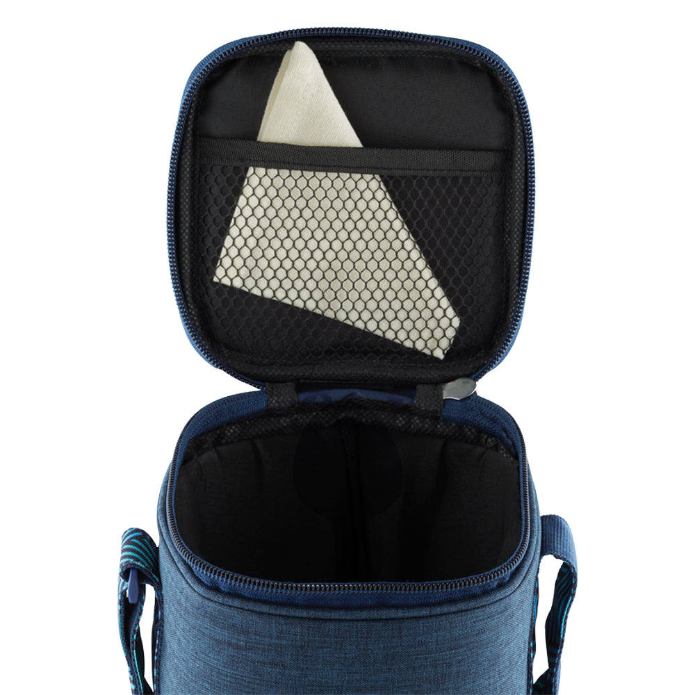Borosil FoodLuck Blue Lunch Bag, Square x 2 (Tall)