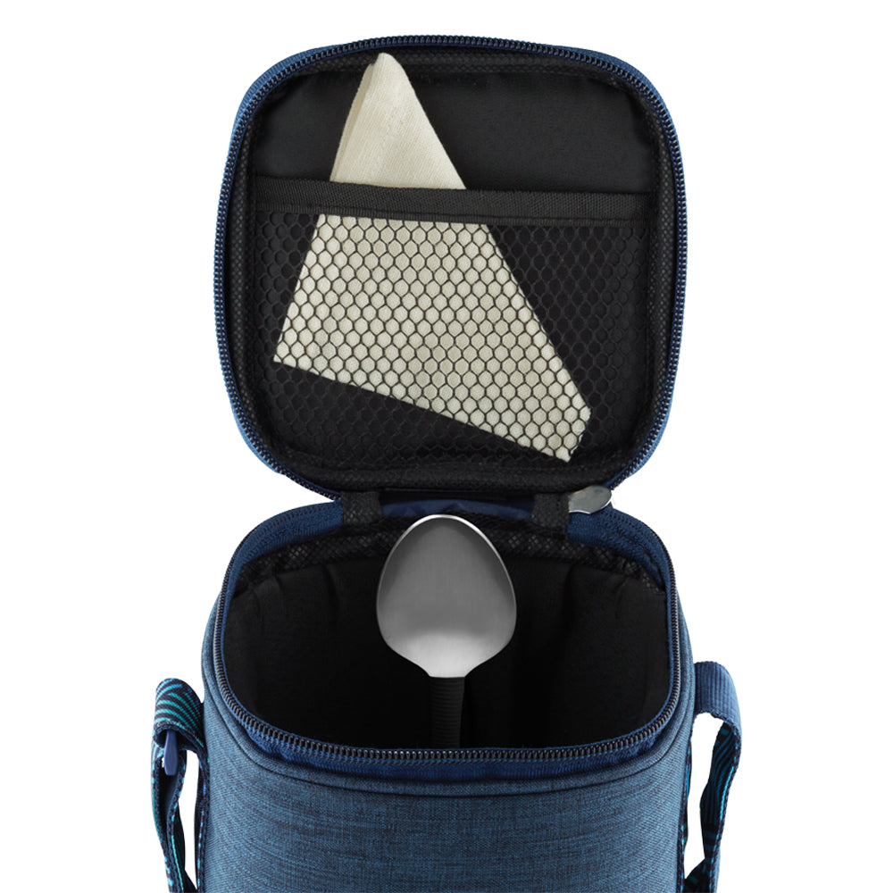 Borosil FoodLuck Blue Lunch Bag, Square x 2 (Tall)