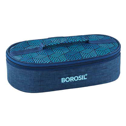 FoodLuck Round Glass Lunch Box, Blue
