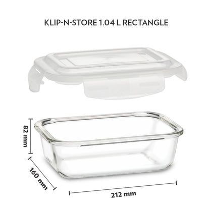 Borosil Tuff-Glass Klip n Store, Rectangular Container