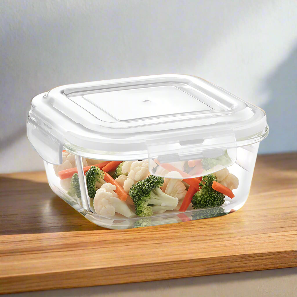 Borosil Klip n Store Square Glass Container, 520ml