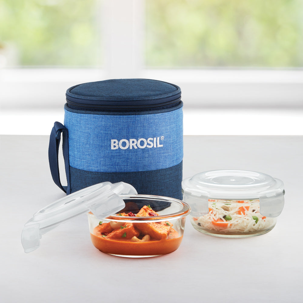 Borosil Prime Lunch Bag, Round x 2 (Tall)