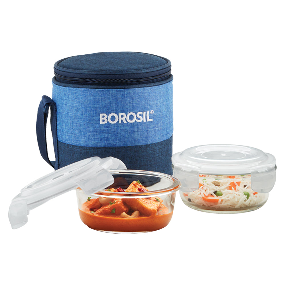 Borosil Prime Lunch Bag, Round x 2 (Tall)